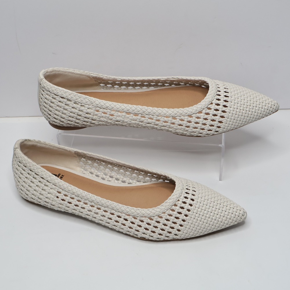 SM New York Violetta White Woven Pointed Toe Ballet Flats Womens Size‎ 10M